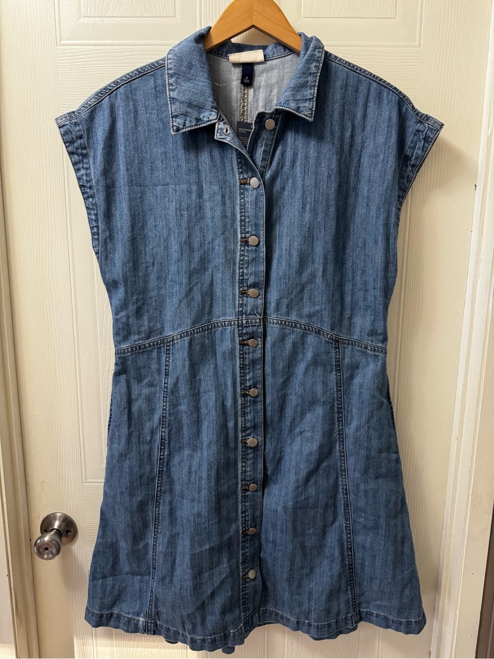 Universal Thread Blue Denim Button-Front Mini Dress